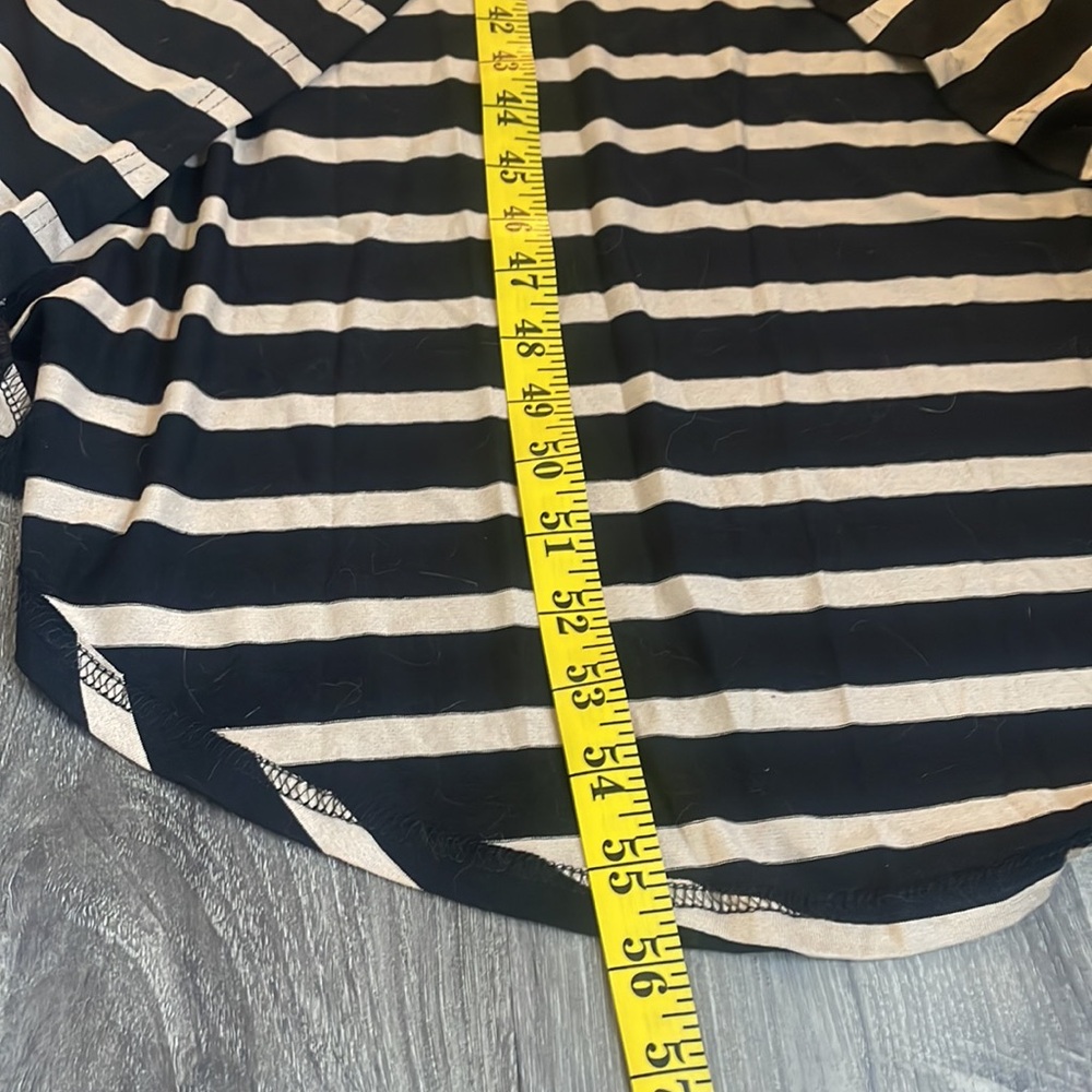 Stripe Black,Cream, MIdi dress, open back, V slit up front, Small - Picture 7 of 9